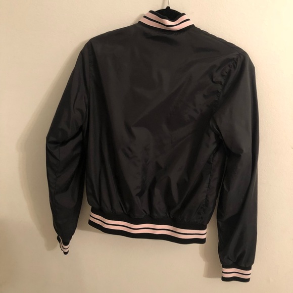 Full Tilt black pink trim bomber jacket size m - Picture 4 of 8